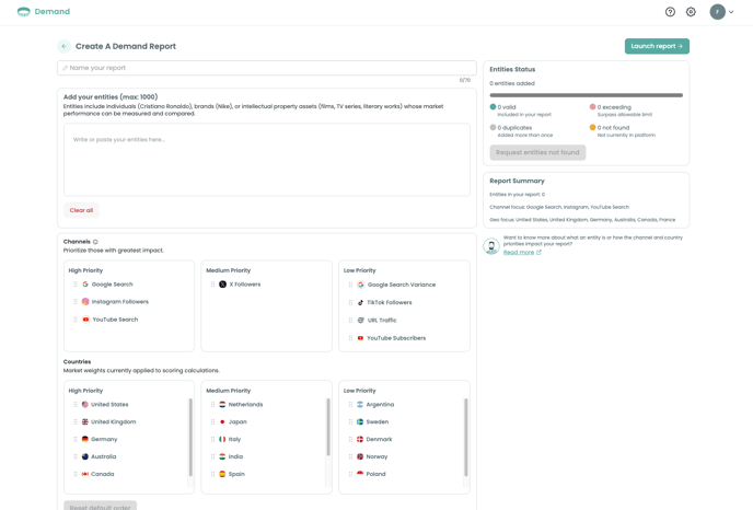 Audiense Demand - how to create a report
